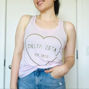 🔱 Delta Zeta Pink and Gold Tank Racerback